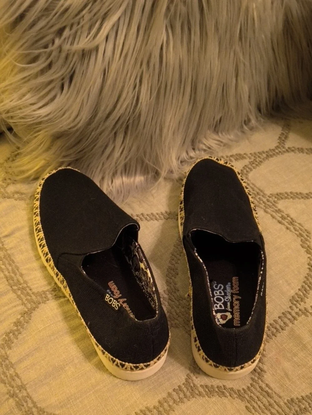 BOBS by SKECHERS Black Slip-On Espadrille Flats